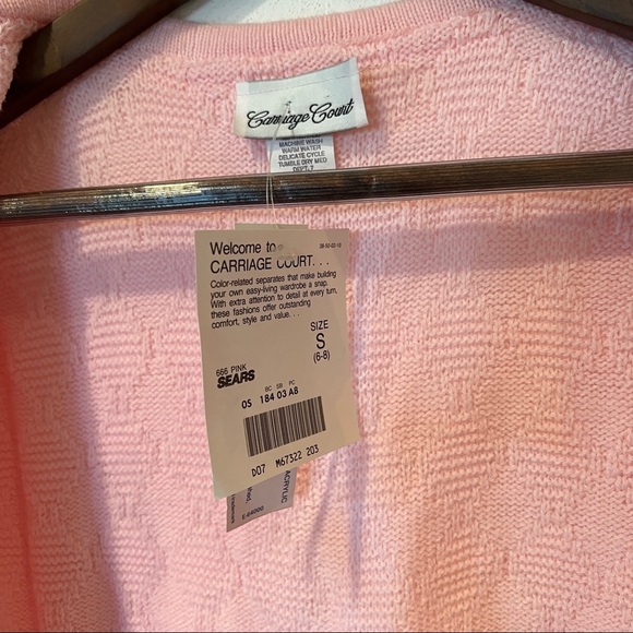 Vintage Pink Diamond Textured Button Up Cardigan Size S Spring Coquette Ballet - Picture 5 of 9